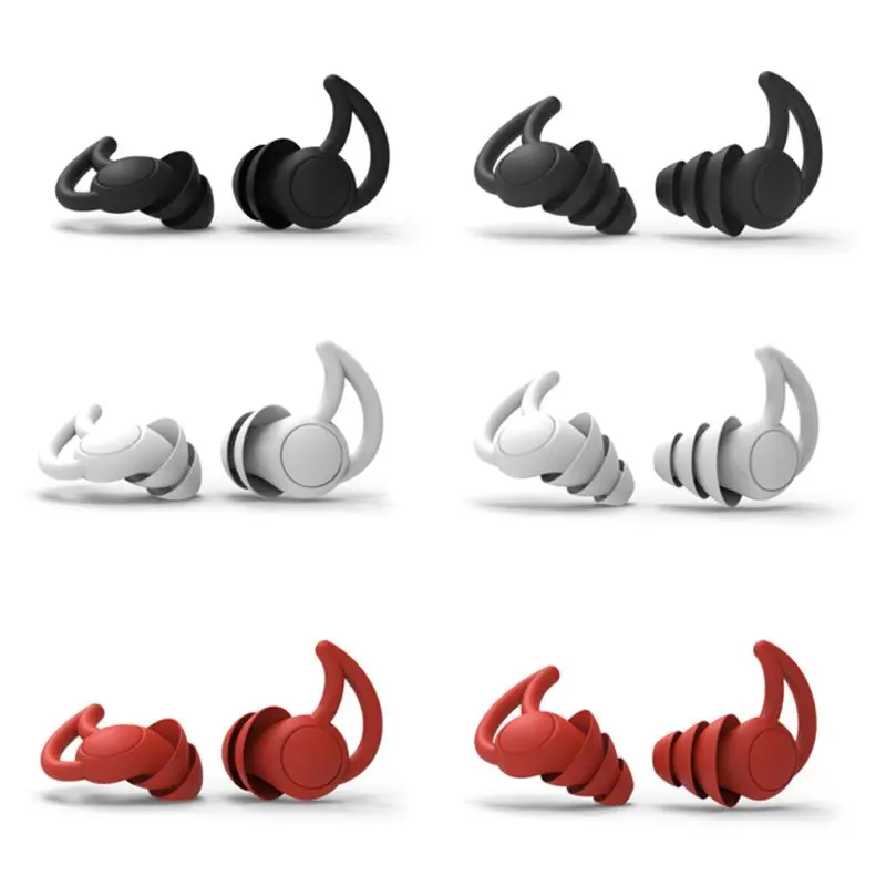 1Pair Soft Silicone Ear Plugs Tapered Noise Reduction Earplugs Sleep Sound Insulation Ear Protector 2/3 Layers