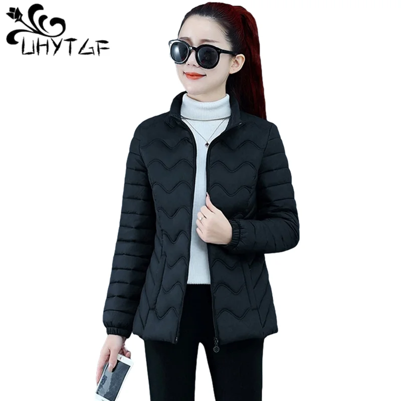 UHYTGF Thin Cotton Coat Woman Jacket Short Tops Down Jacket Loose size Winter Jacket Women Parkas Outerwear Mujer Chaqueta 899