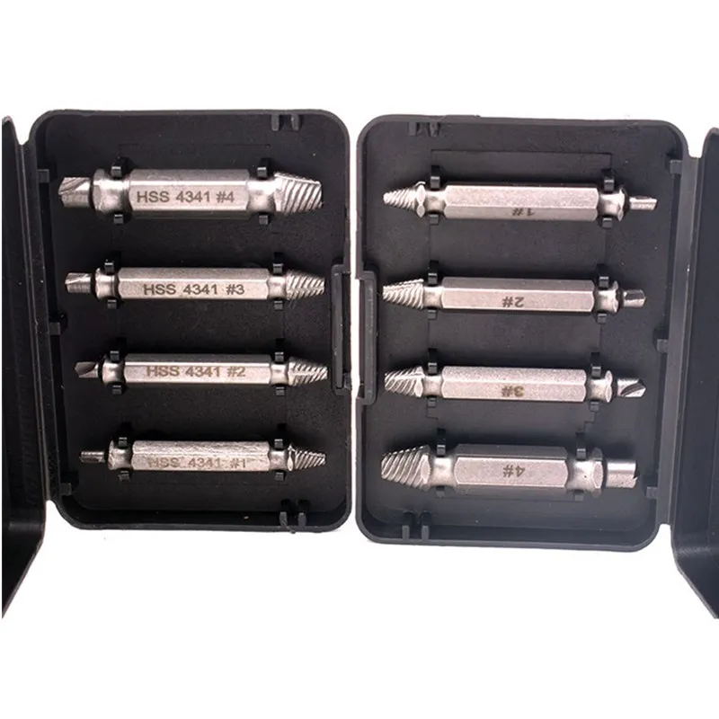 4Pcs Tapeinduithalerset S2 4341 Dubbele Kop Elektrische Schroevendraaier Bit Materiaal Beschadigd Tapeinduithalerset Stud Schroef Removal Tool