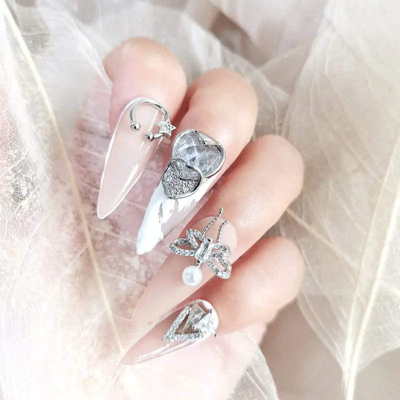 10pcs/lot 3D Love Flower Zircon Crystals Metal Alloy Rhinestones Jewelry Nail Art Decorations Nails Accessories Charms Supplies