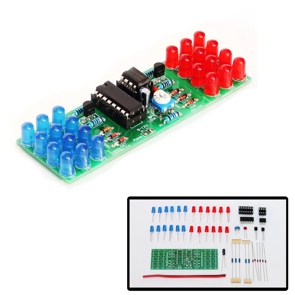 Kit electrónico de luz LED intermitente, kit de luz estroboscópica de dos colores para soldar, + CD4017 NE555, DIY