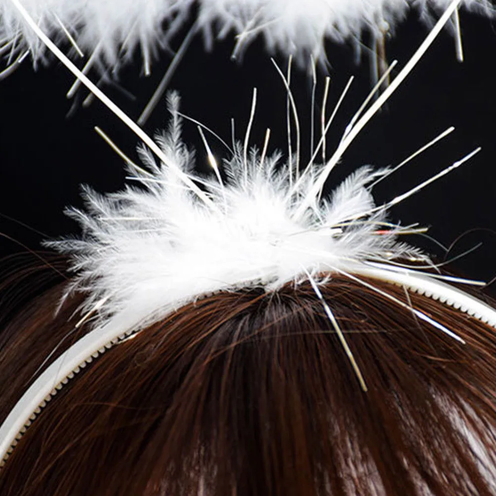 Diadema de Ángel para el cabello, accesorio brillante para decoración de fiesta, Carnaval, pluma, Baby Shower, Cumpleaños, Halloween, Navidad, disfraz de Halloween