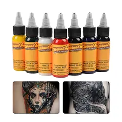 30ml 7Color Mixing Tattoo Ink Permanent Makeup Tattoo Paint Body Art Natural Plant Permanent Pigment Tattoo Ink Set Supplies