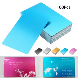 100Pcs Black Silver Alumium Alloy Card Laser Engraved Metal Business Visiting Name Cards Blanks 0.22mm Thickness 3.4x2.1 Inch