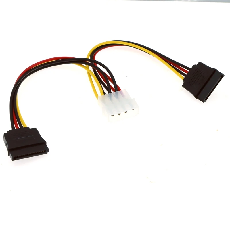 4 Pin Molex to Dual SATA Power Y-Cable Adapter, 4 Pin Male IDE Molex to 15 Pin Female Dual SATA Power Splitter Adapter, 7 Inch