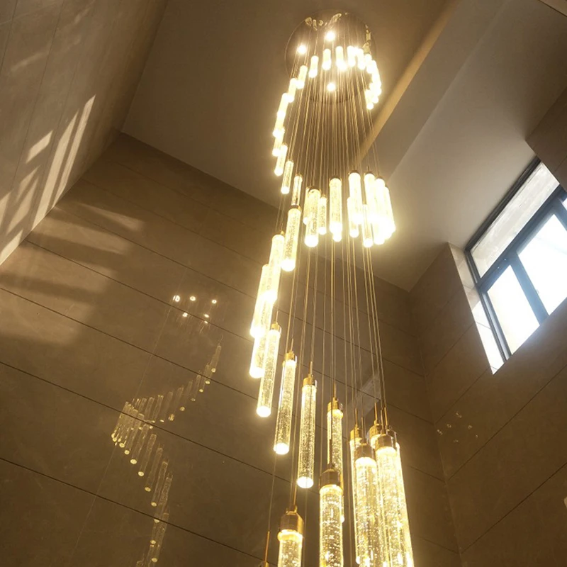 Imagem -02 - Golden Led Lustre para Sala Duplex Suspenso Luz de Teto Crystal Pendant Lamp Staircase Attic Lamp Novo