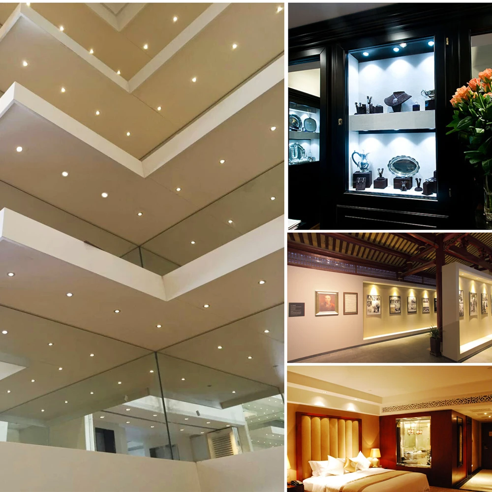 12V Mini Indoor LED Spot Light Downlight Dimmable Recessed Ceiling Stair Light With Remote Controller 1W Showcase Cabinet Lights