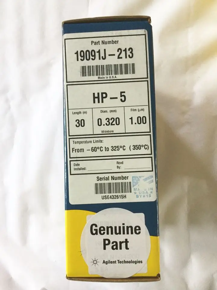 

For 19091J-213 Agilent GC Column HP-5 30m, 0.32mm, 1.0u