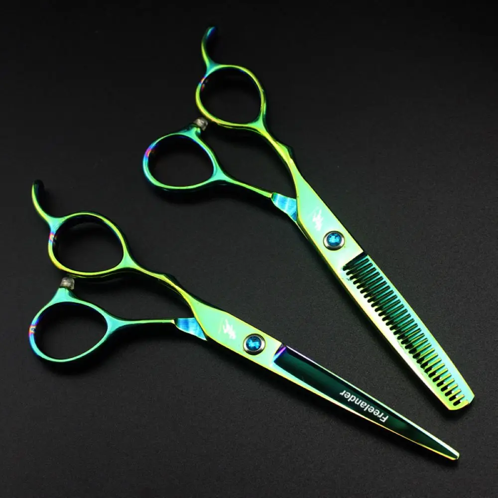 Freelander 6 inch Left Hand Hairdressing Scissors 440c Japan Steel Professional Barbershop Hair Cutting Thinning Scissors Set