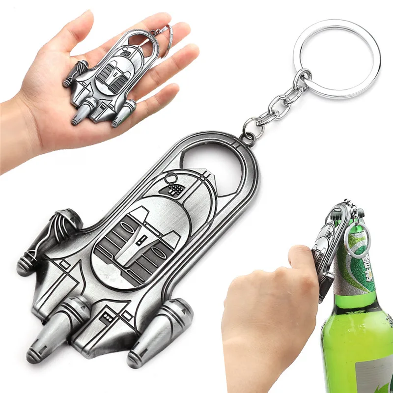 Creative Spaceship Beer Bottle Opener Keychain, European and American Movie Peripheral Accessories, Interesting Corkscrews