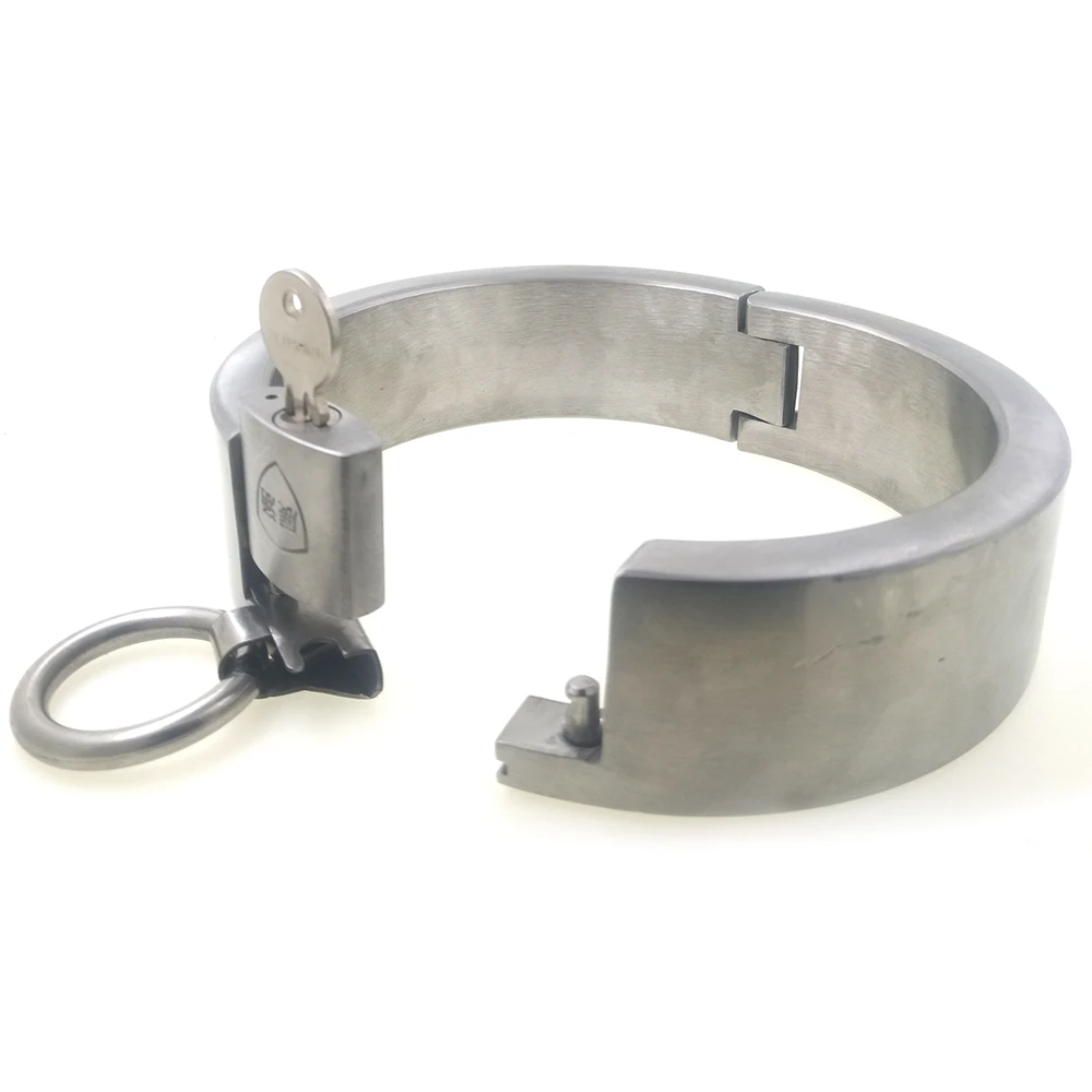 40mm height stainless steel padlock collar fetish wear restraints set  Steel choker body Jewelry Lockable Choker