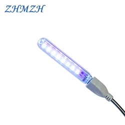 Mini lâmpadas de esterilização ultravioleta, luzes portáteis de desinfecção, lâmpadas UV, lâmpada germicida USB, DC5V, 8 LEDs