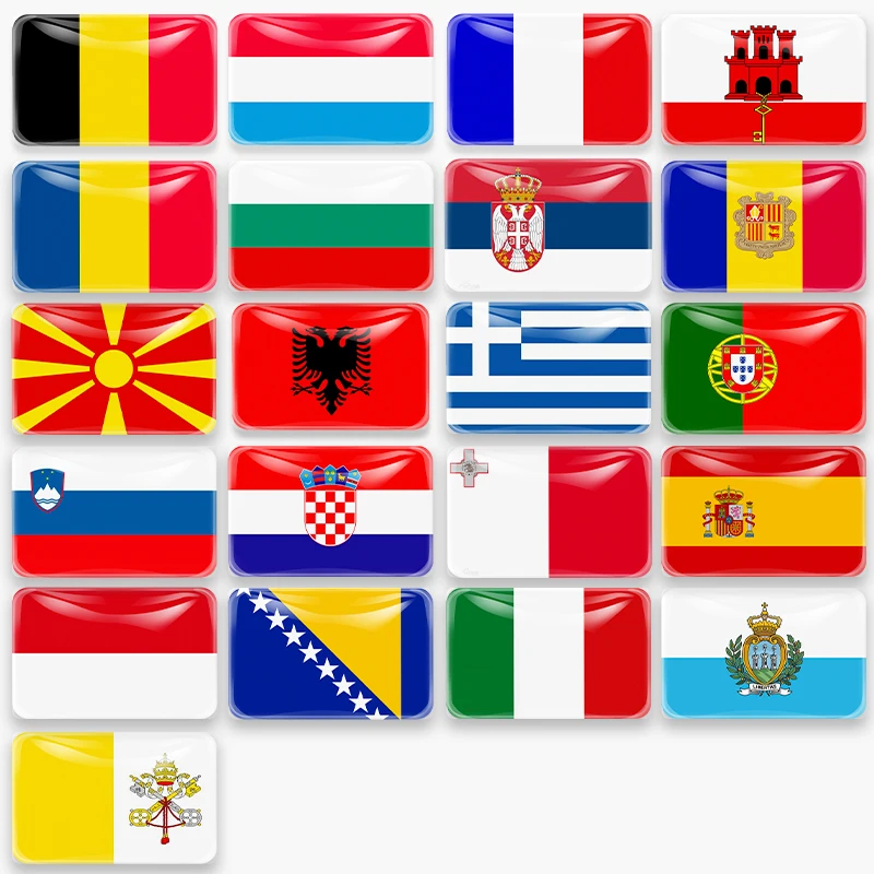 Belgium Luxembourg France Monaco Romania Bulgaria Serbia North Macedonia Greece Croatia Malta Italy Andorra Flag Fridge Magnet