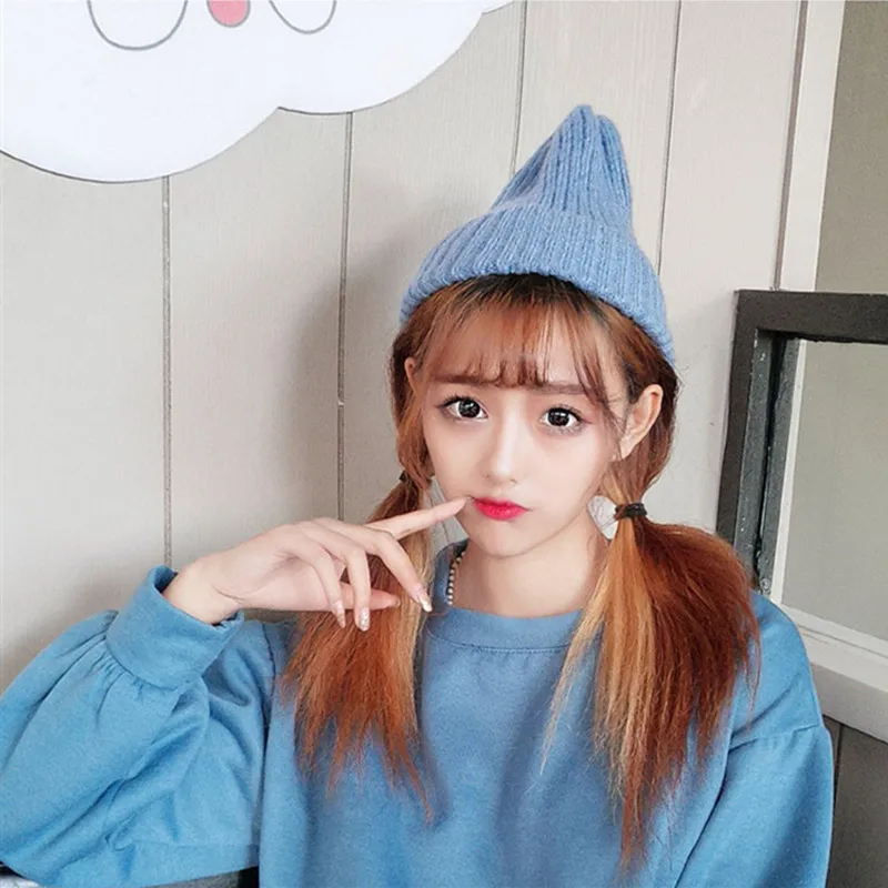 Neue Candy Farben Winter Hut Frauen Gestrickte Hut Warme Weiche Trendy Hut Kpop Stil Wolle Beanie Elegante Alle-spiel hut – Detail 11