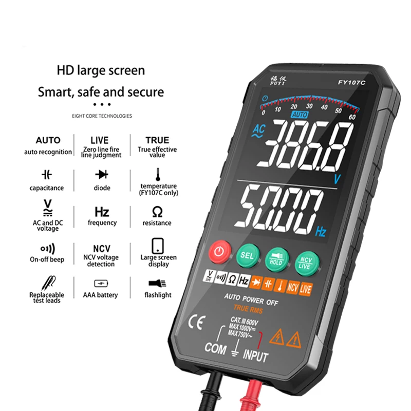 Digital Multimeter Smart Tester RMS DC NCV Transistor Capacitor Temperature Digital Voltmeter Multimetro Electrical Instruments