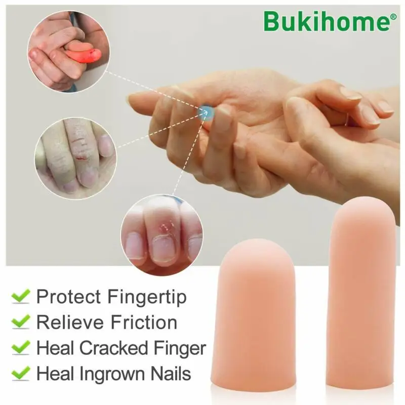 Bukihome-손가락 보호대, 2.3x6.7cm, 침대 슬리브 튜브, 엄지 커버, 옥수수 물집, 갈라진 통증 완화, D2740, 12 개