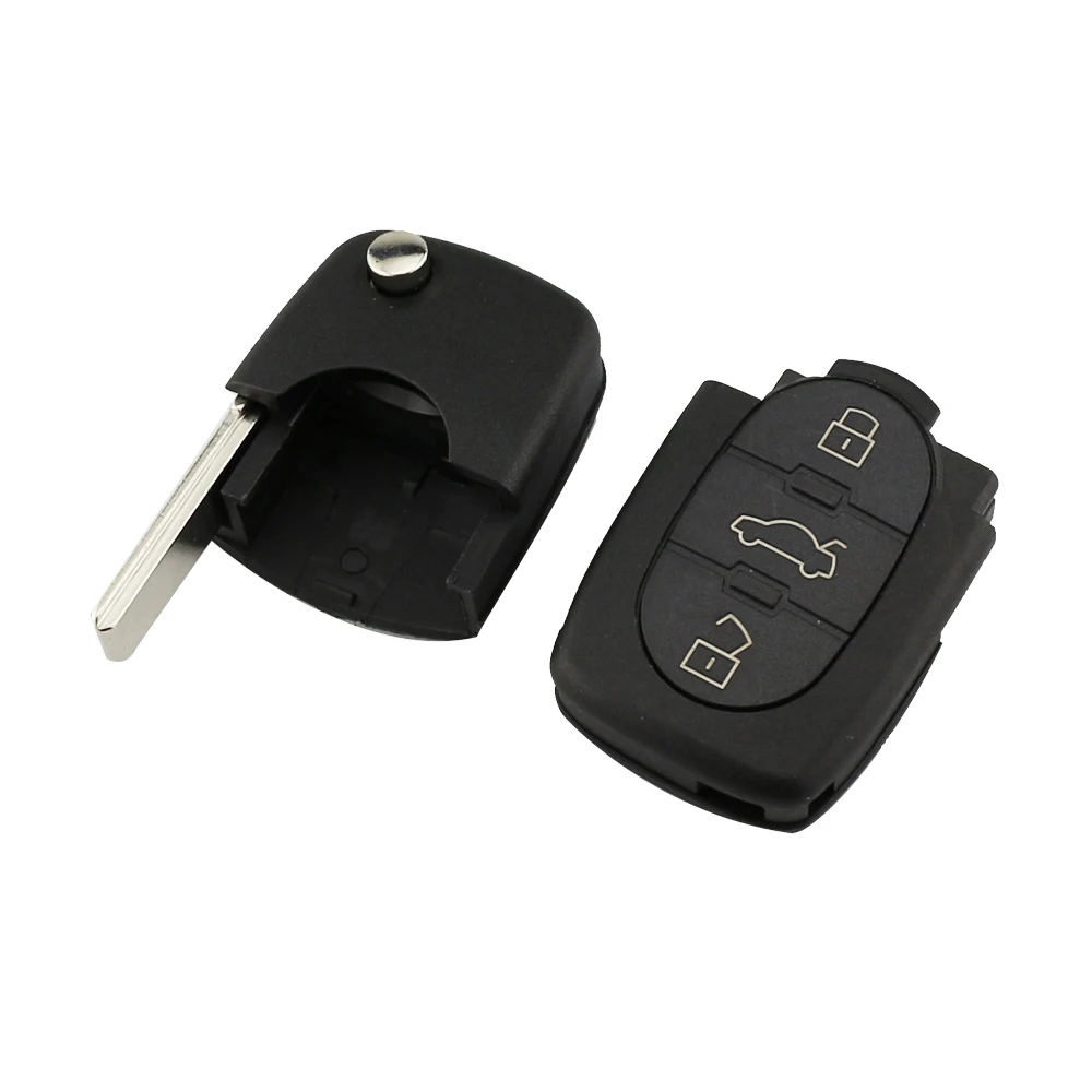 YIQIXIN Key Housing For Audi A2 A3 A4 A6 A8 TT Quattro RS4 Remote Car Key Shell Cover Case 3 Button Folding CR1620/2032 Battery