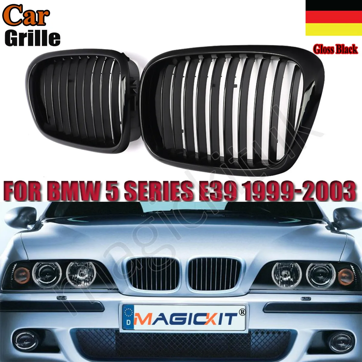 

MagicKit for 1999-2003 BMW 5 Series E39 BMW Grills Grilles Gloss Black 528i 530i 540i 525i M5