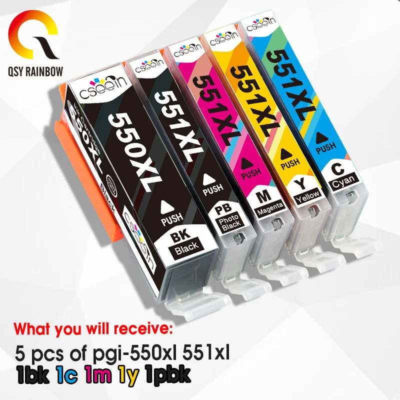 Imagem -01 - Cartucho de Tinta Compatível para Impressora 5pk Pgi 550 551 Canon Pixma Ip7250 Mg5450 Mx925 Mg5550 Mg6450 Mg5650 Mg6650 Mx725 Mx925