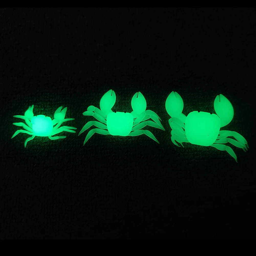 INFOF 6-pieces Glow Fishing Crab 3.5g 7g 13.5g Soft Fishing Lure Artificial Silicone Bait 3-D Crab Swimbaits