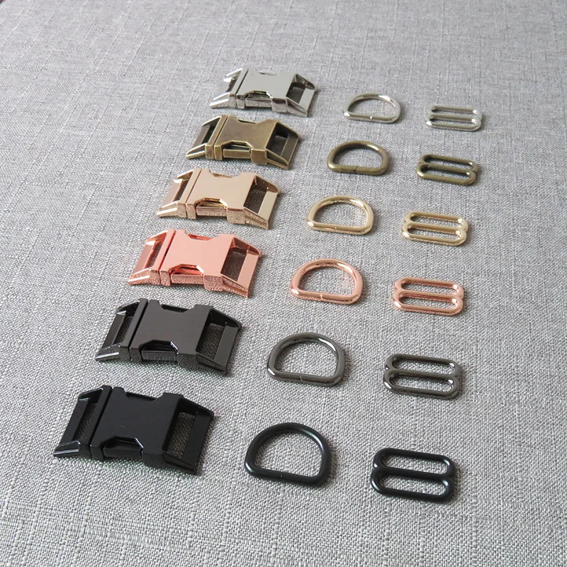 10 sets wholesale 25mm metal straps slider D ring release belt buckle for bag pet dog collar paracord sewing accessory hardware