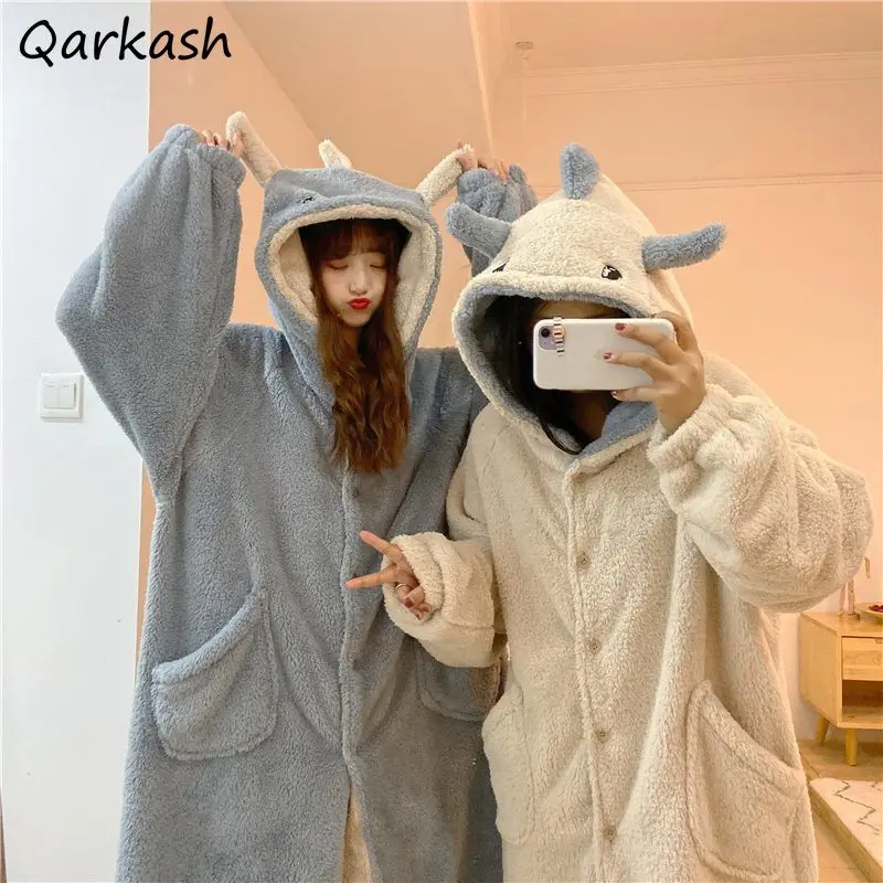 

Robes Women Winter Thick Kawaii Girl Homewear Korean Fashion Femme Flannel Warm Loose Comfortable Sweet Mujer New Nighty Ulzzang