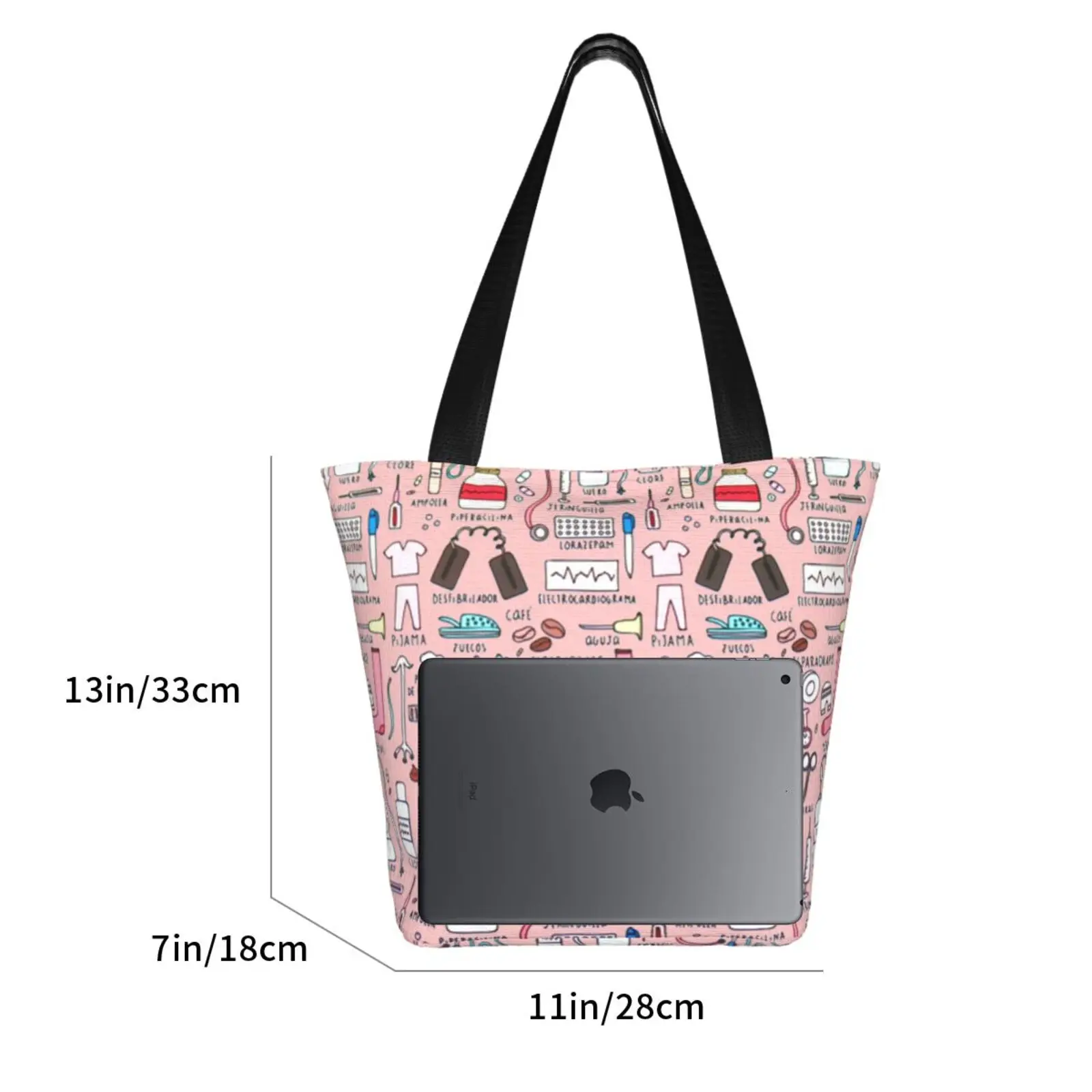 Cute Cartoon Nurse Pattern Woman Large Shopper Tote Bags Foldable Eco Female Travel Handbags High Quality Shopping Shoulder Bags