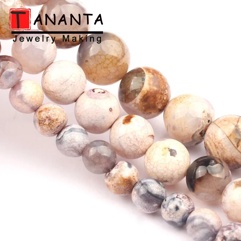 Natural Stone Brown Fire Dragon Veins Agates 6 8 10 MM Round Loose Spacers Beads Jewelry Making DIY Bracelets Necklace Wholesale