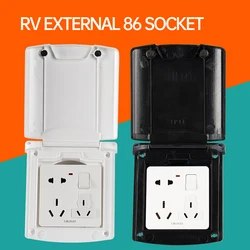 Toma de corriente modificada para RV, puerta de almacén, toma de corriente externa, impermeable, 86 cajas