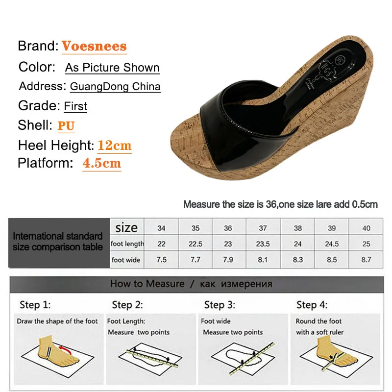 Voesnees Women Slipper Shoes Fashion Summer Casual 12CM Wedges High-Heeled Shoes 2021 New One Word Band Concise Classics Sandals