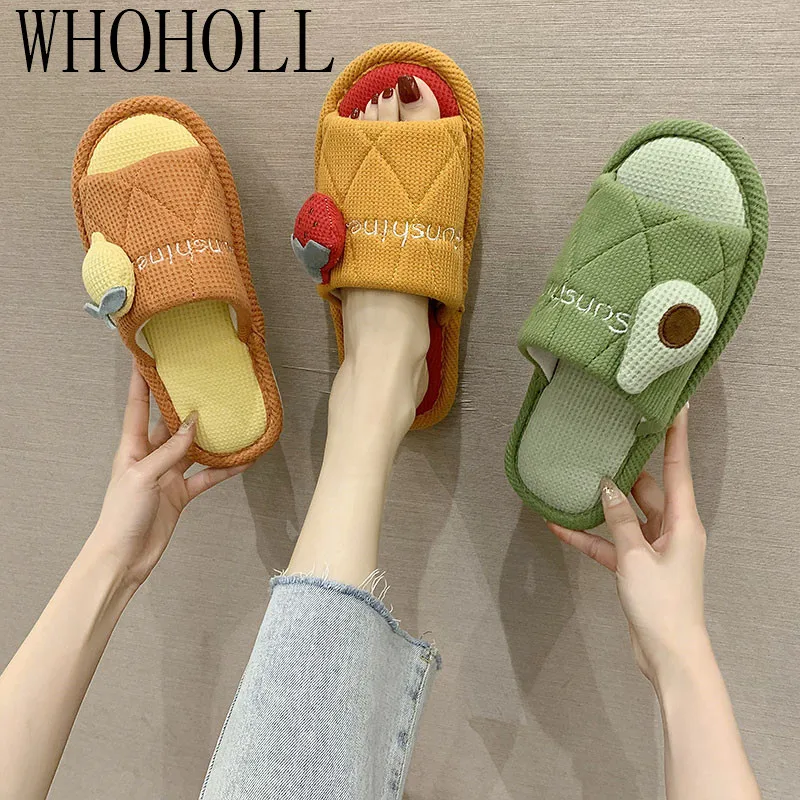 

Linen Slippers Female Summer Cotton Linen Man Women Home Slipper Four Seasons Indoor Silent Lovers Thick Soled Antiskid Slippers