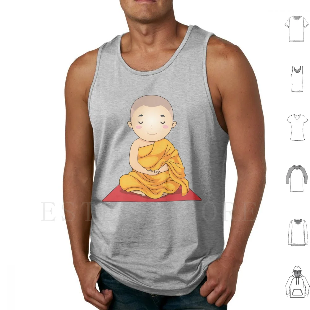 Happy Buddha Monk Tank Tops Vest Sleeveless Happy Buddha Monk Happy Buddha Little Buddha Monk Monkhood Buddha Monk