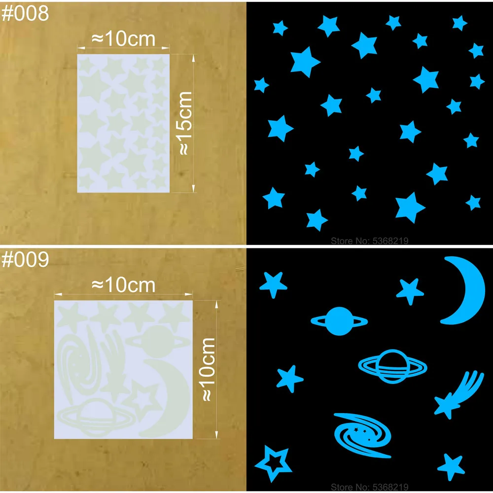 Leuchtende Sterne Wandaufkleber, die im Dunkeln leuchten, Mond/Herz/runder Aufkleber für Kinderzimmer, Kinderzimmer, Geschäft, Hotel, DIY-Dekoration – Detail 6