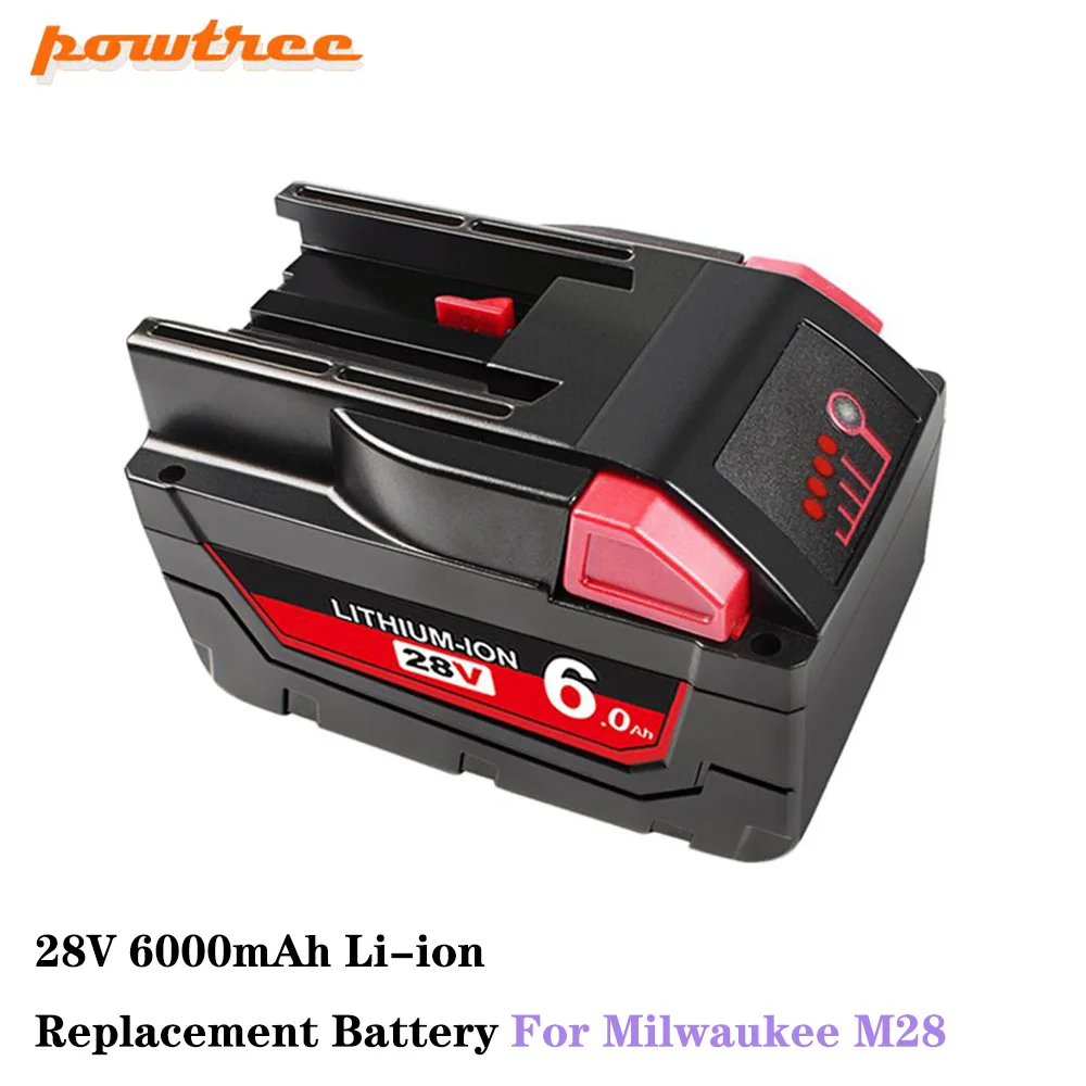 (New) 28V 6.0Ah For Milwaukee M28 battery Li-Ion Replacement Battery For Milwaukee 28V M28 48-11-2830 0730-20 Tool battery