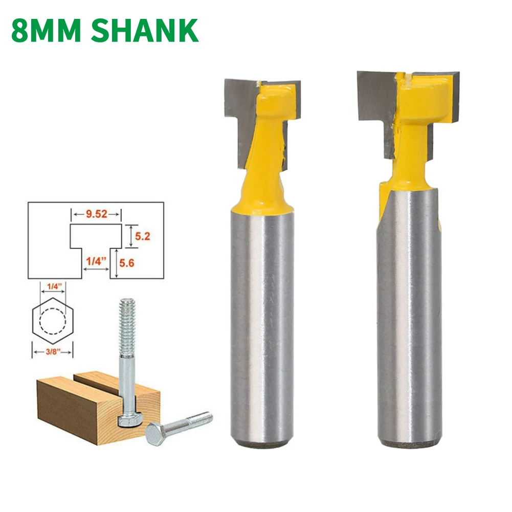 1PC 8MM Shank Milling Cutter Wood Carving T-Slot Milling Cutter For Wood Router Bit 1/4\