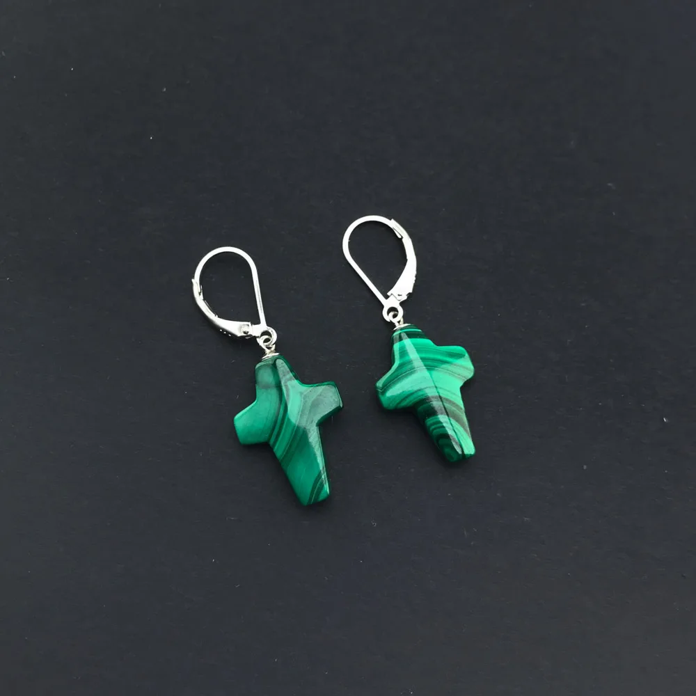 Elegant Natural Green Malachite Earrings Sterling 925 Silver Gemstone Jewelry for Woman Lady Wedding Party Gift