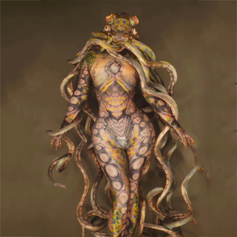 Halloween Party Terrible Octopus Monster Cosplay Gogo Costumes Women Men Tentacle Stage Jumpsuit Adults Dancer Bodysuit XS1367