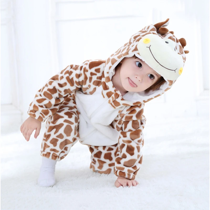 Baby Girl Giraffe Pajamas Ropa Bebe Clothes Newborn Infant Rompers Onesies Animal Anime Costume Outfit Hooded Winter Jumpsuit