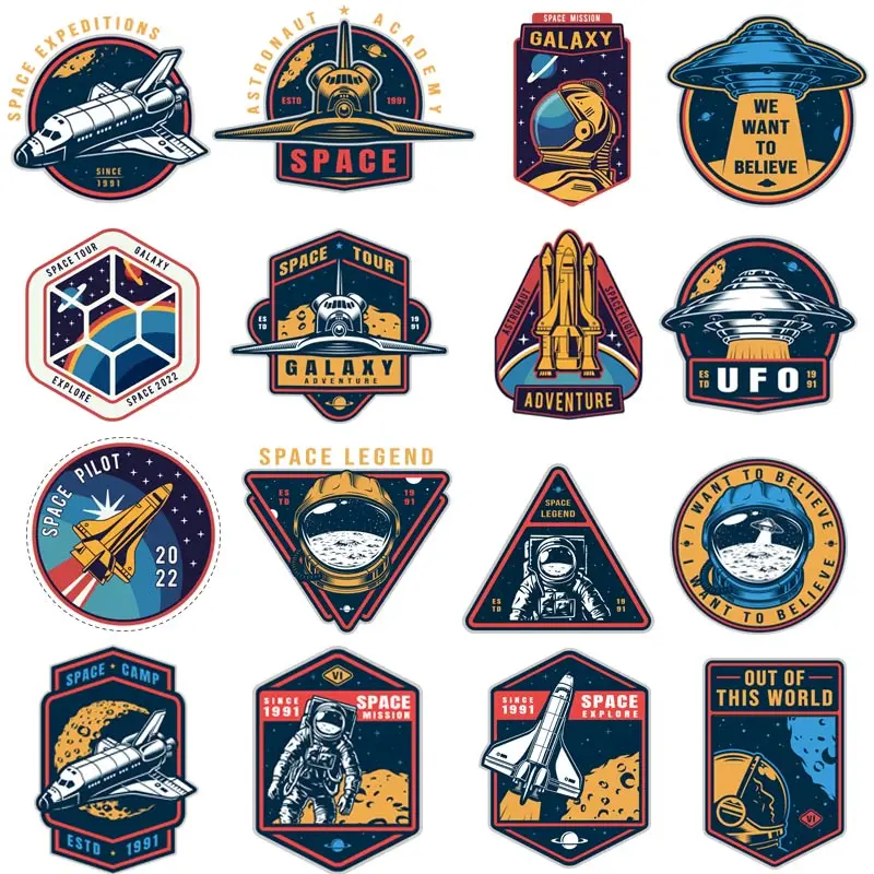 Rocket Patch Ufo Astronaut Thermo Sticker On Clothes Patches For T-Shirt Iron On Transfer For Clothing Stripes Applique Thermal