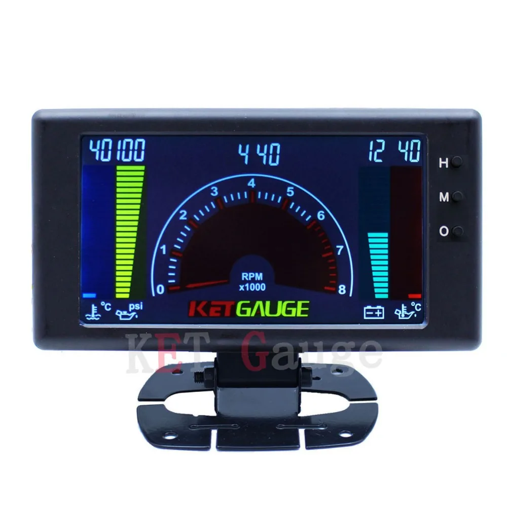 

5" LCD 5561 6 in1multiple function gauge tachometer,volts,clock,RPM,water temp,oil temp,oil press car auto meter LED gauge