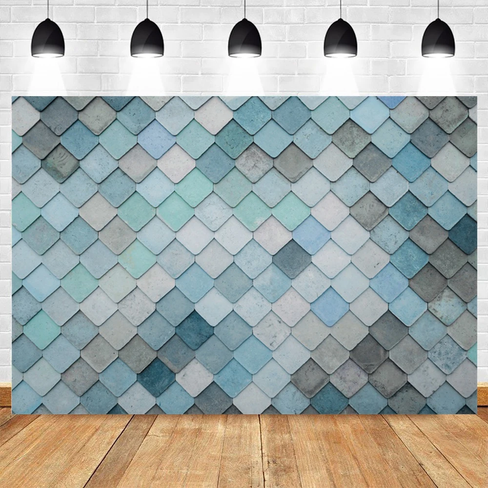 

Blue Rhombus Brick Wall Pattern Baby Birthday Photography Backdrops Photographic Background Wedding Custom Photophone Photocall