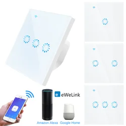 Wifi Touch Switch EU standard 1 2 3 Gang Glass Panel Smart Wall Light Switch Ewelink Wireless Control Support Alexa Google Home