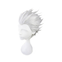 Vergil Cosplay Wig Short Silver Grey Slicked-back Hair Heat Resistant Synthetic Hair Wig + Wig Cap