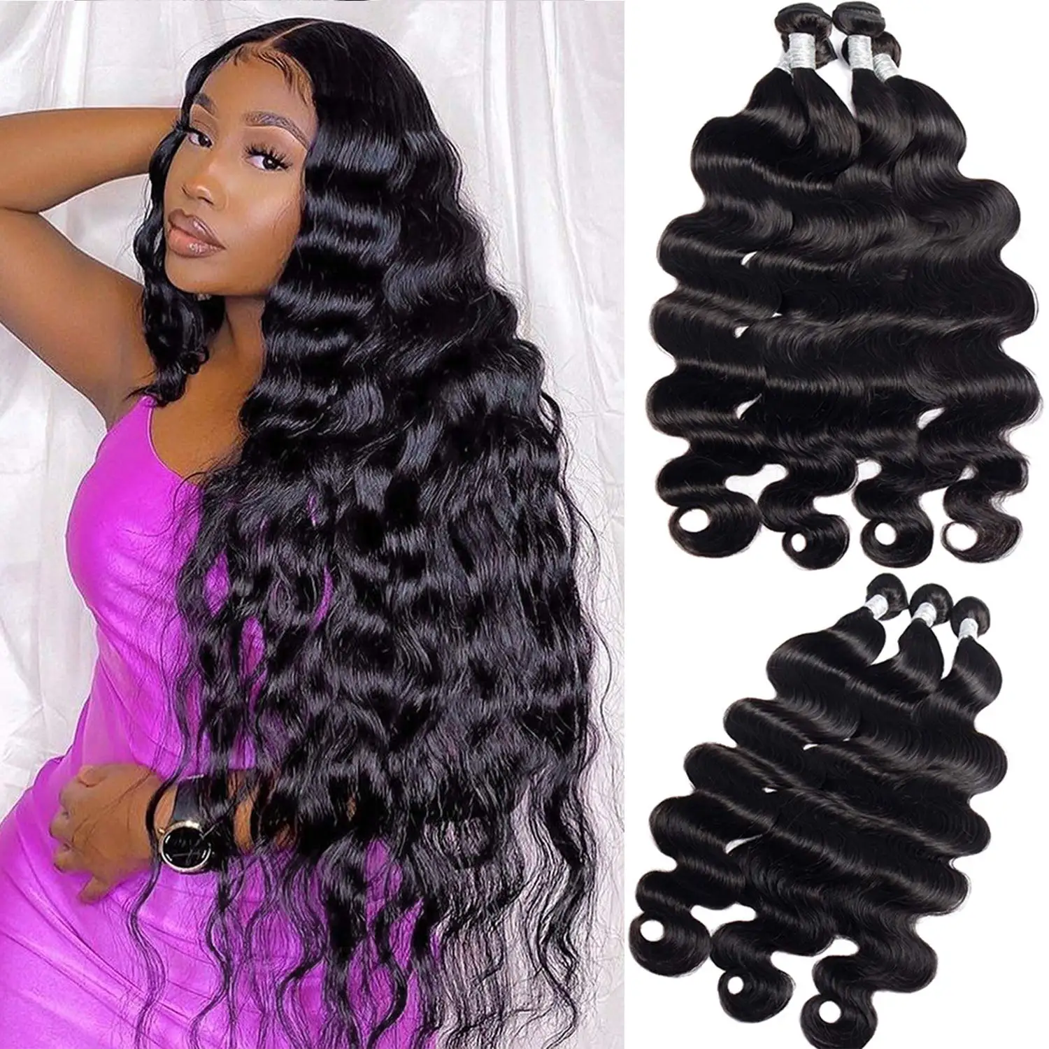 28 30 32 40 Inch Brazilian Body Wave Hair 100% Remy Human Hair Weave Bundles Long Length Natural Color 1 3 4 bundles Extensions