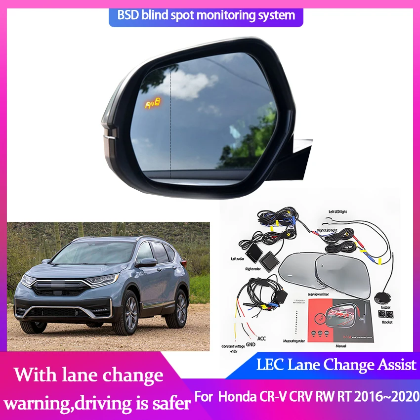 Radar Detector BSD Blind Spot Detective Mirror Accessories LED Indicator Security Drive Parts For Honda CR-V CRV RW RT 2016~2020