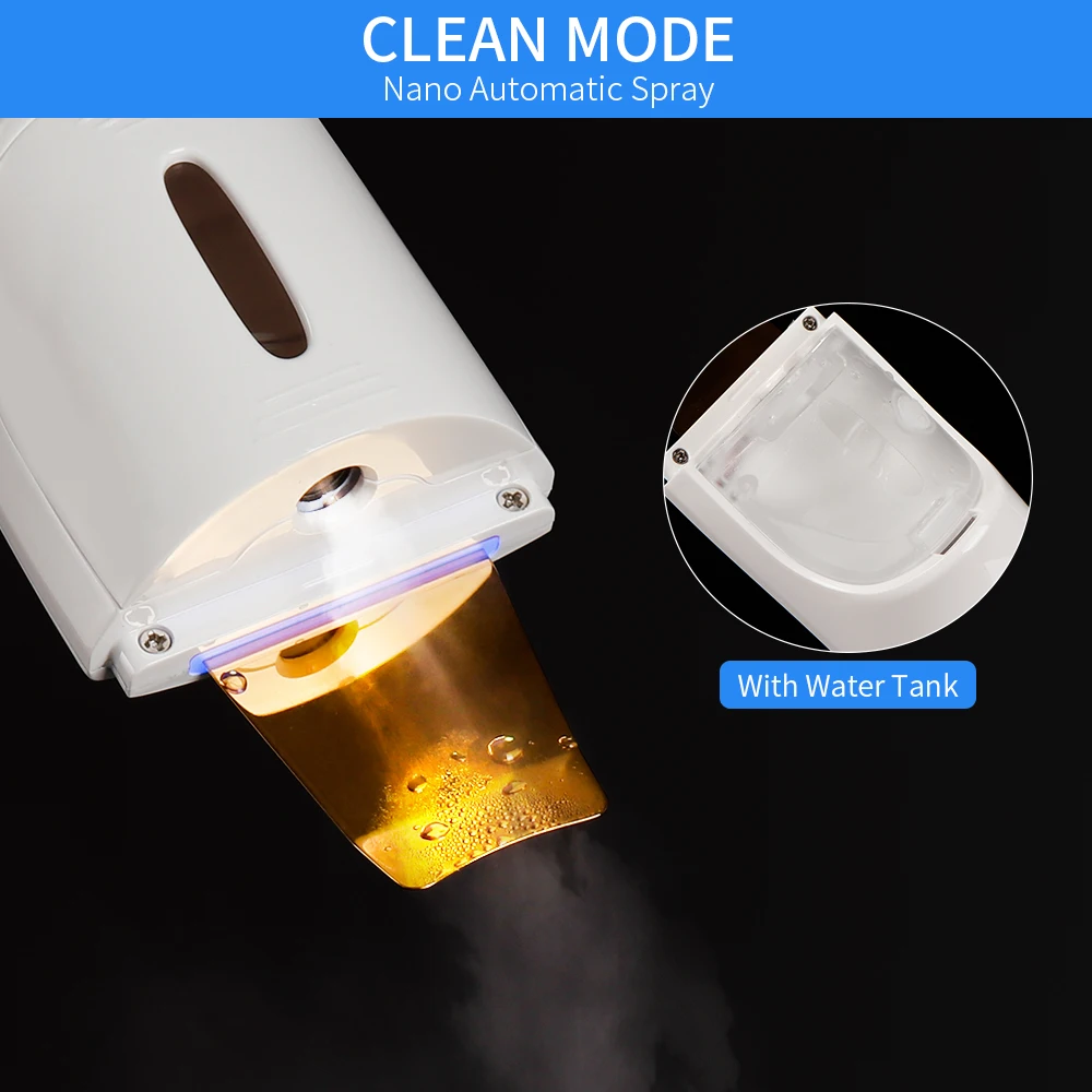 Golden 24kHz Ultrasonic Skin Scrubber With Nano Mist Moisturizing Pore Deep Cleaning Device Facial Peeling Exfoliating Machine