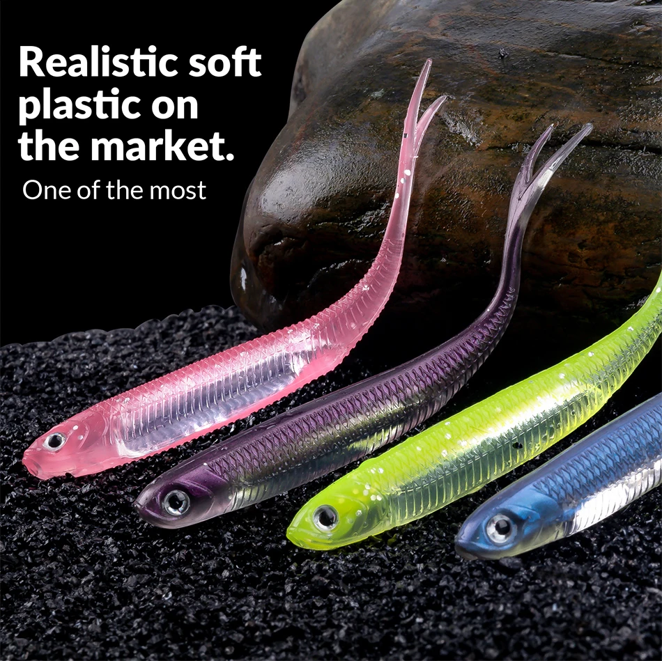 THKFISH 5/6 stücke Angeln Weiche Köder 100mm 75mm Weiche Kunststoff Angeln Lockt Silikon Künstliche Köder Swimbait für Bass Angeln – Detail 1