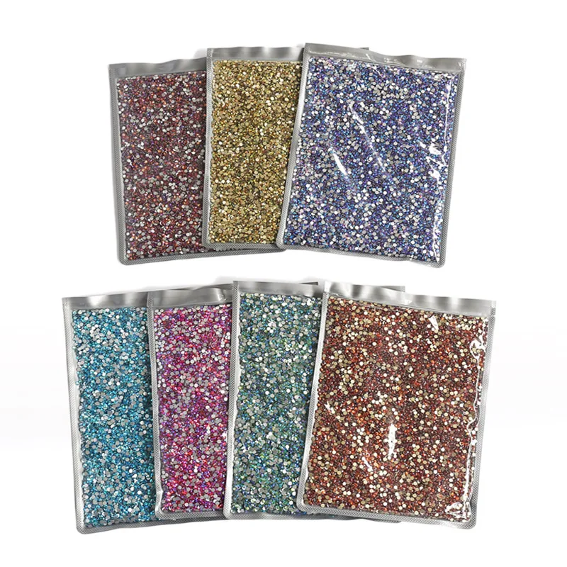 Bulk Wholesale AB Colours Big Package Non Hot Fix Rhinestone ss16 ss20 ss30 Flat Back Crystals Strass Stone For Nail Wedding