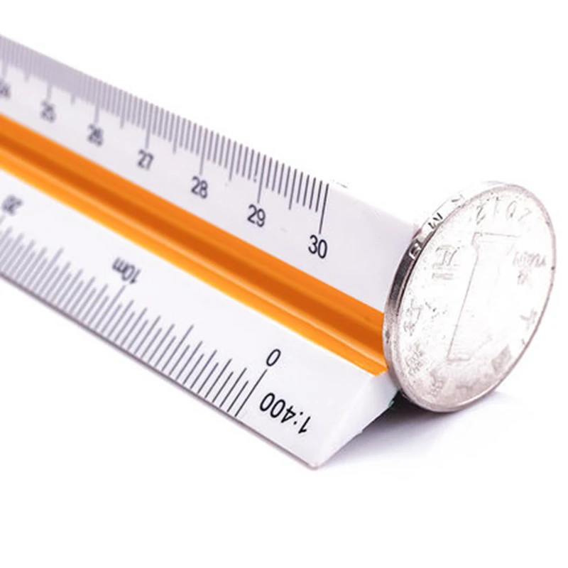 DEZI 30cm Triangular Scale Ruler 1:20-1:500 Alloy/Metal/Plastic Straight Ruler Clear Architect/Engineer Accurate Technical Scale