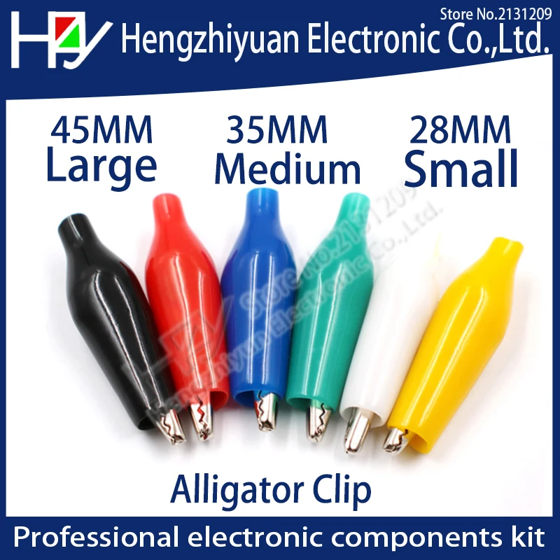 nsulation Metal Alligator Clip Electric Test 28MM 35MM 45MM Lead colorful Red Black Blue Green White Yellow small crocodile clip